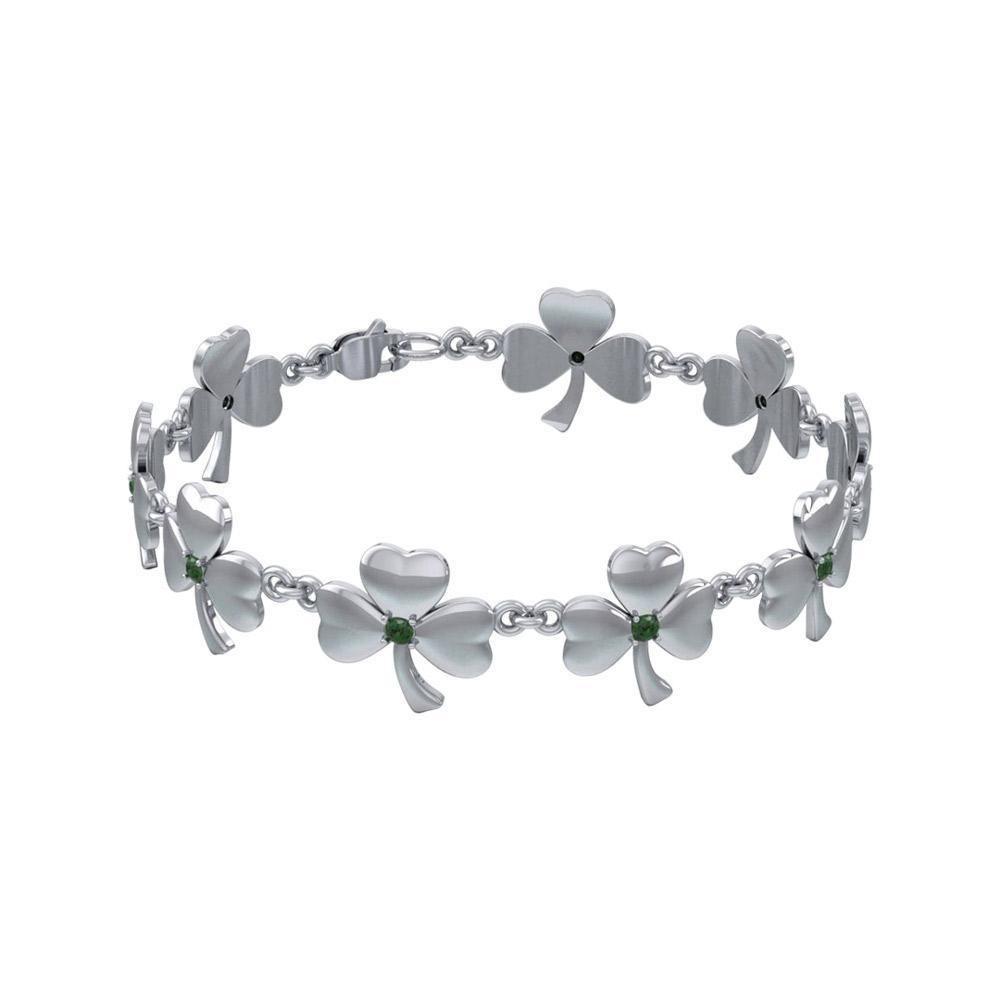 The happiness of the heart ~ Sterling Silver Jewelry Celtic Shamrock Bracelet TBG713