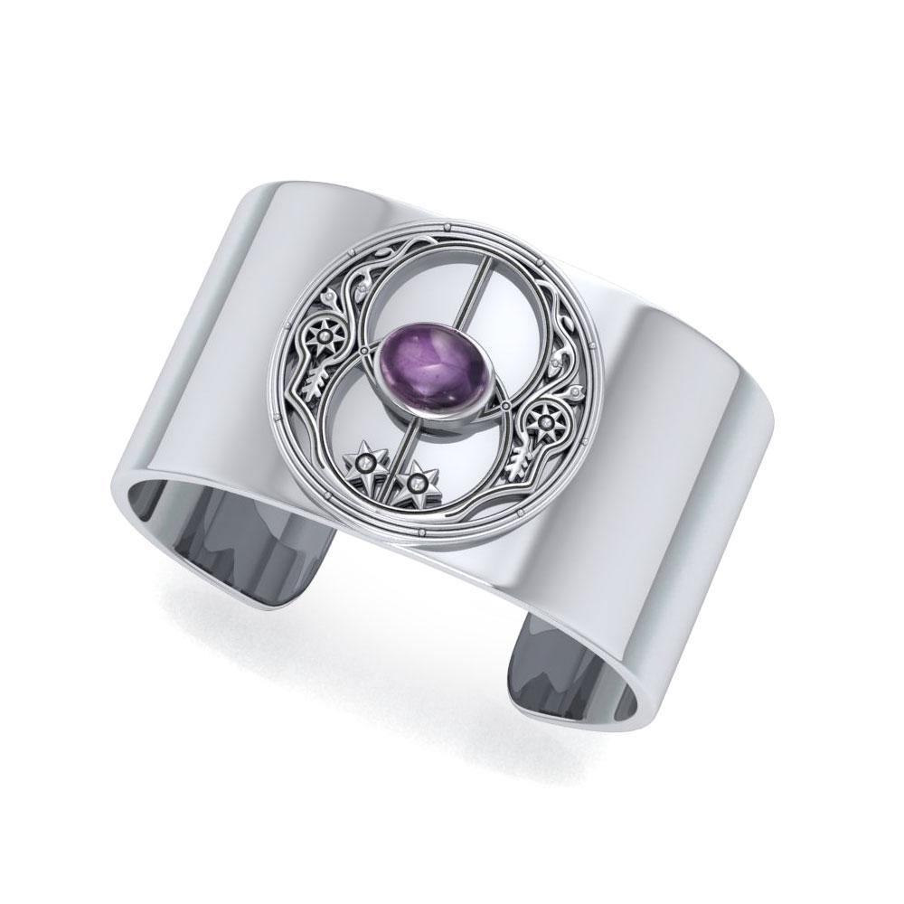 Silver and Gemstone Chalice Well Cuff TBG734