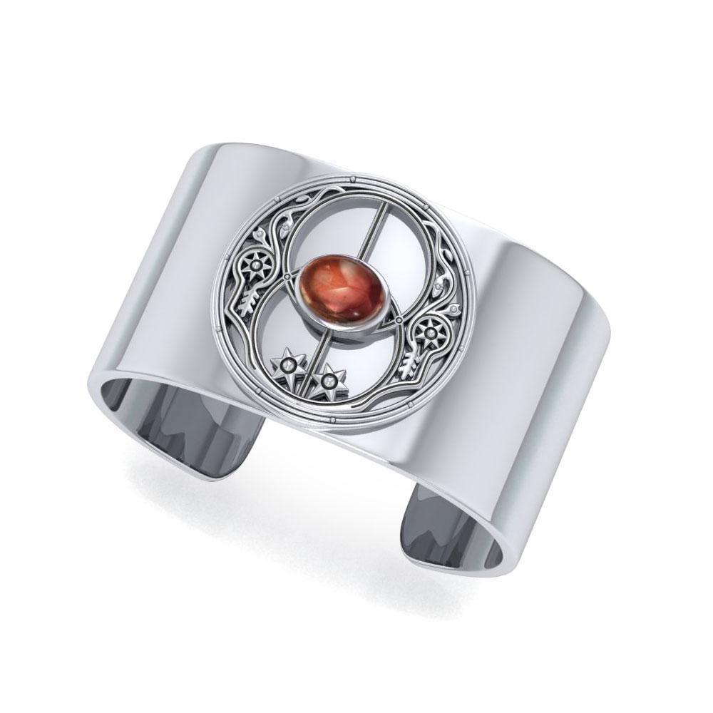 Silver and Gemstone Chalice Well Cuff TBG734