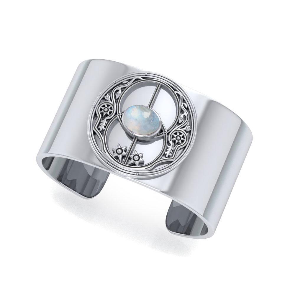 Silver and Gemstone Chalice Well Cuff TBG734