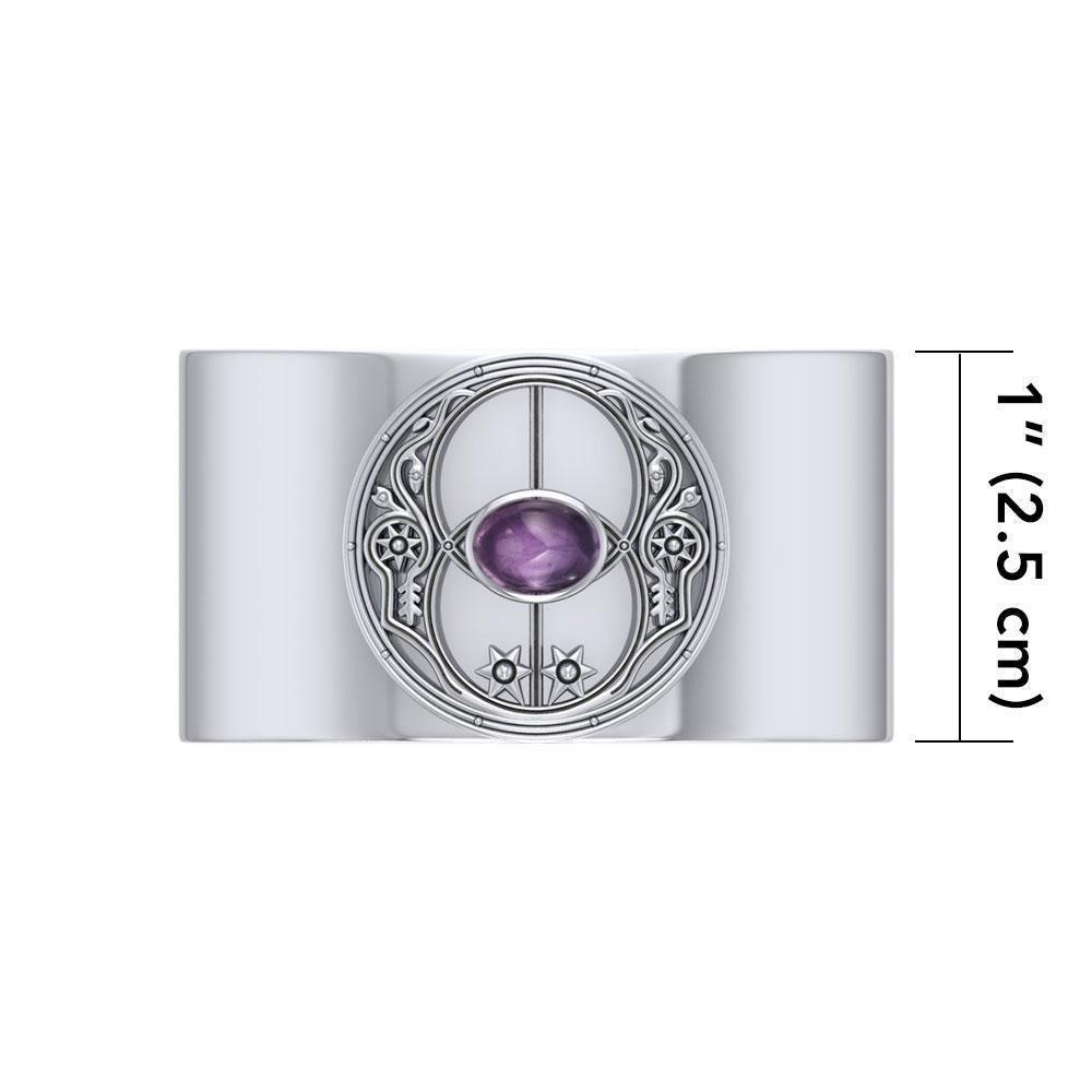 Silver and Gemstone Chalice Well Cuff TBG734
