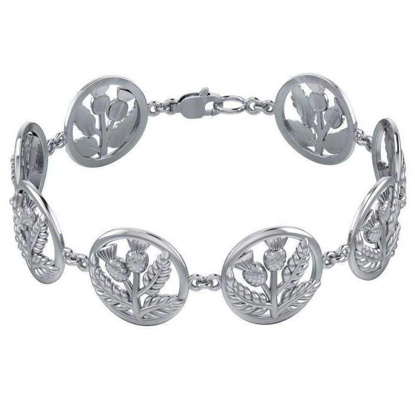 Scottish Thistle Silver Bracelet TBG739