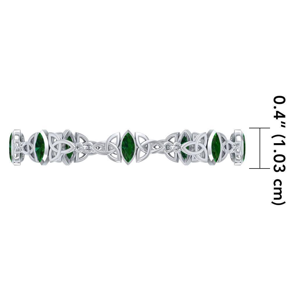 Faith and believe ~ Sterling Silver Celtic Trinity Knot Bracelet with Gemstone TBG740