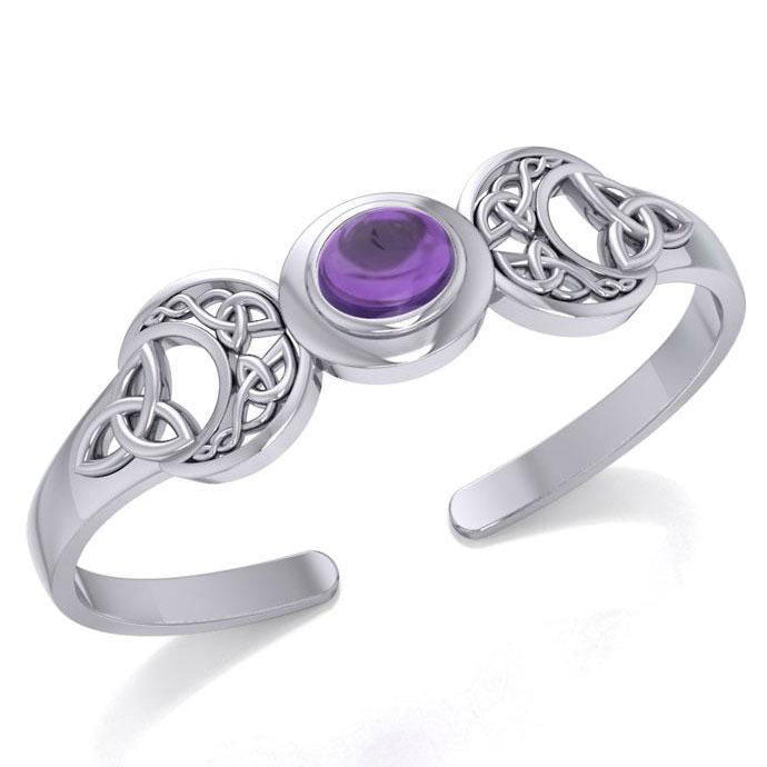 An absolute lunar enchantment ~ Celtic Blue Moon Sterling Silver Cuff Bracelet with a Gemstone Centerpiece TBG760
