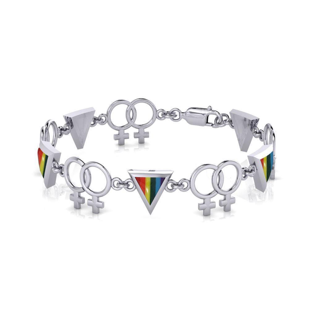 Sterling Silver Two Women Rainbow Link Bracelet TBL059