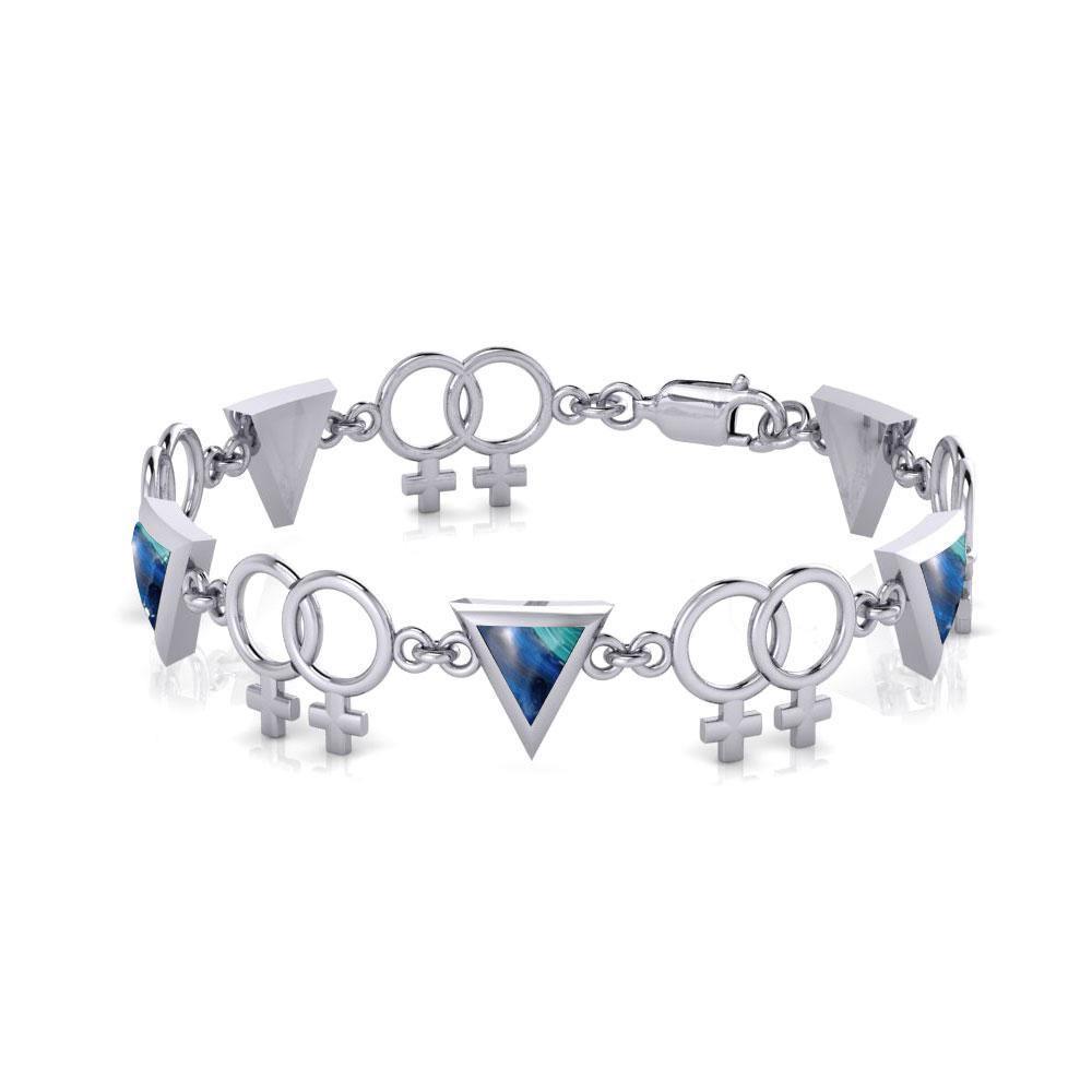 Sterling Silver Two Women Rainbow Link Bracelet TBL059