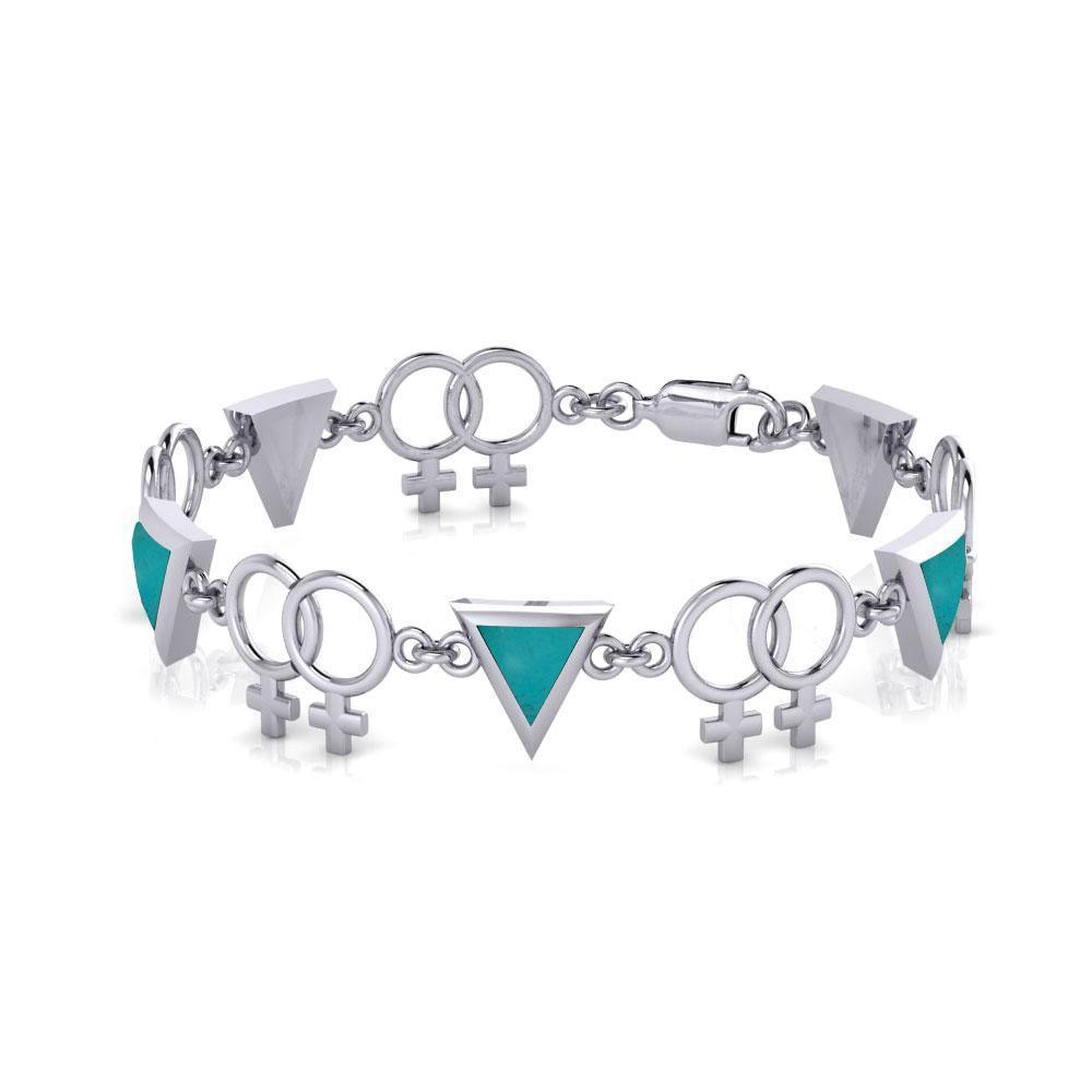 Sterling Silver Two Women Rainbow Link Bracelet TBL059