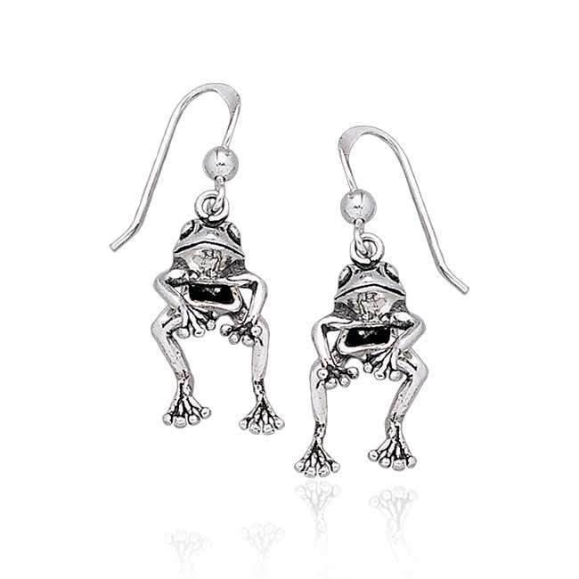 Moveable Frog Silver Silver Earrings TE2100