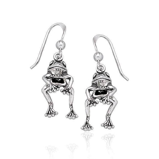 Moveable Frog Silver Silver Earrings TE2100