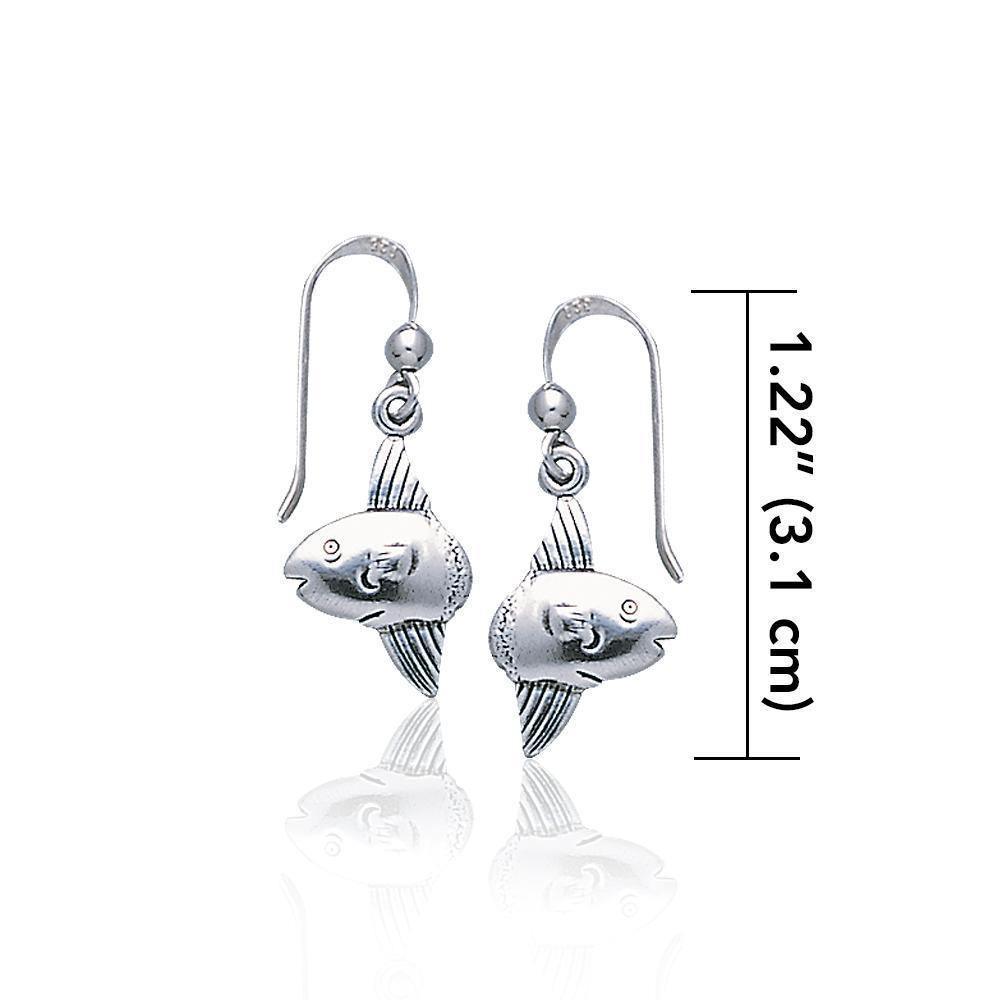 The most docile Sunfish in the deep blue sea ~ Sterling Silver Jewelry Hook Earrings TE2189