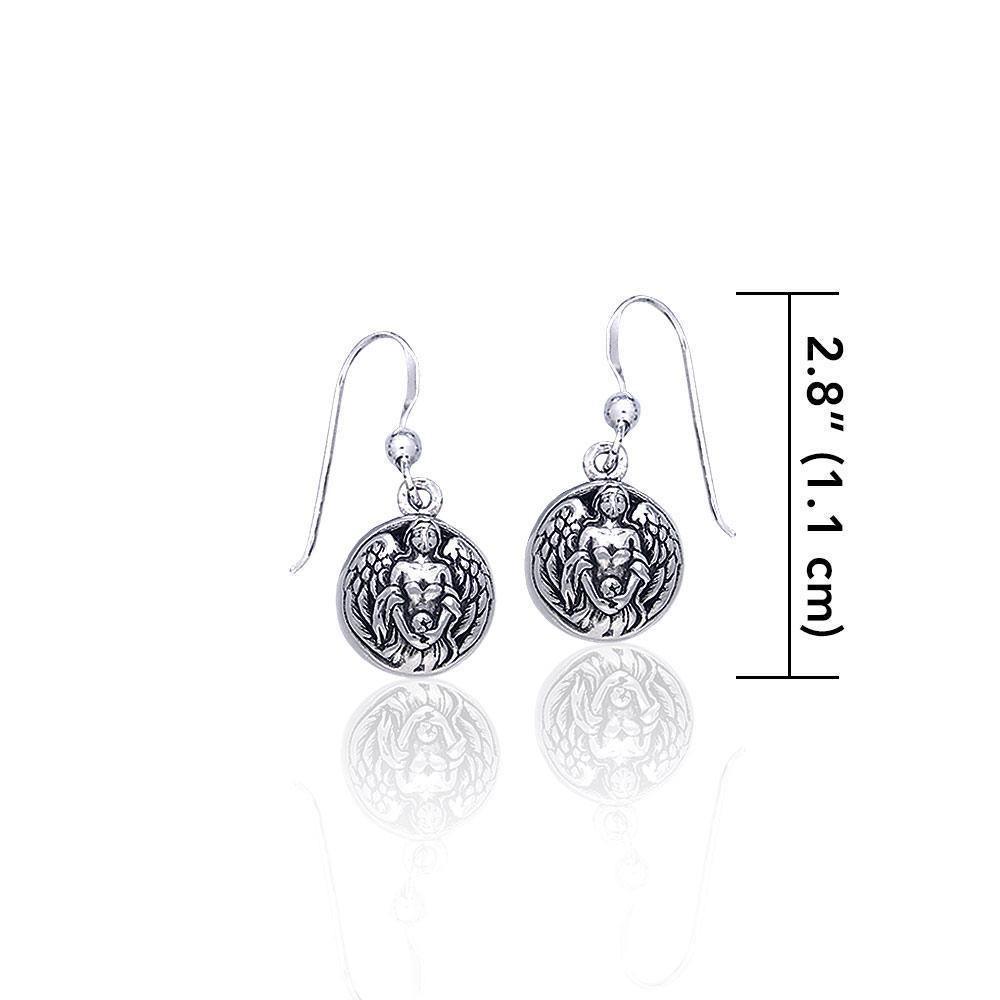 Hollow Ball Angel Wings Sterling Silver Dangle Earrings TE2676