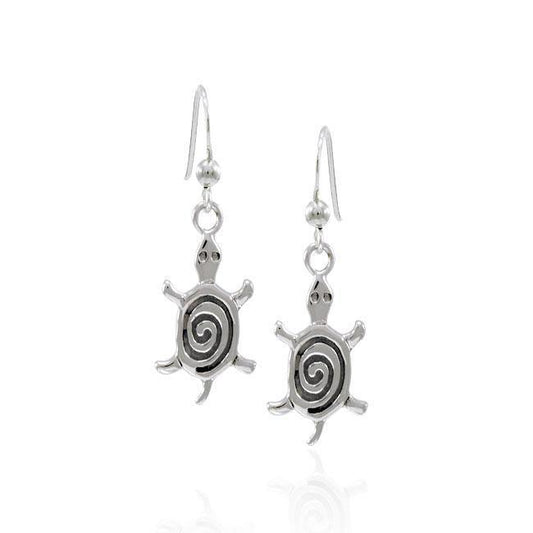Spiral Turtle Sterling Silver Earrings TE674