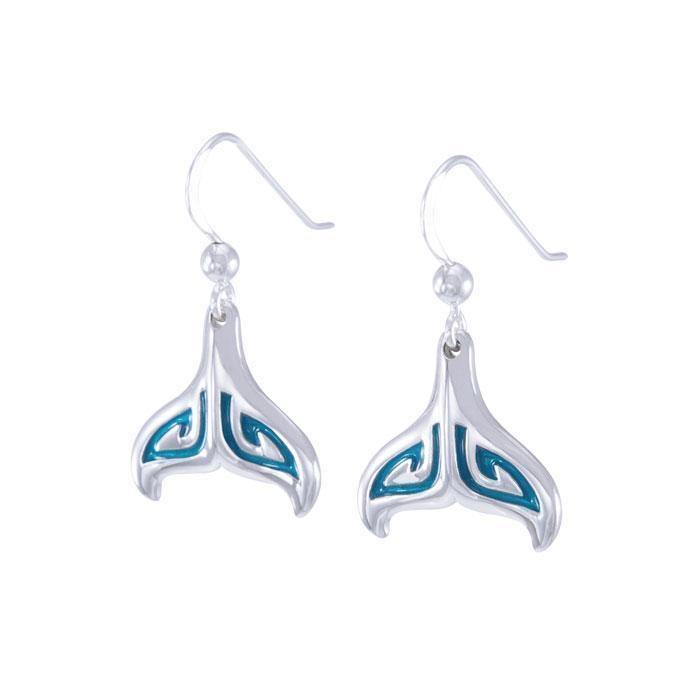 Whale Tail with Enamel Sterling Silver Earring TER1649