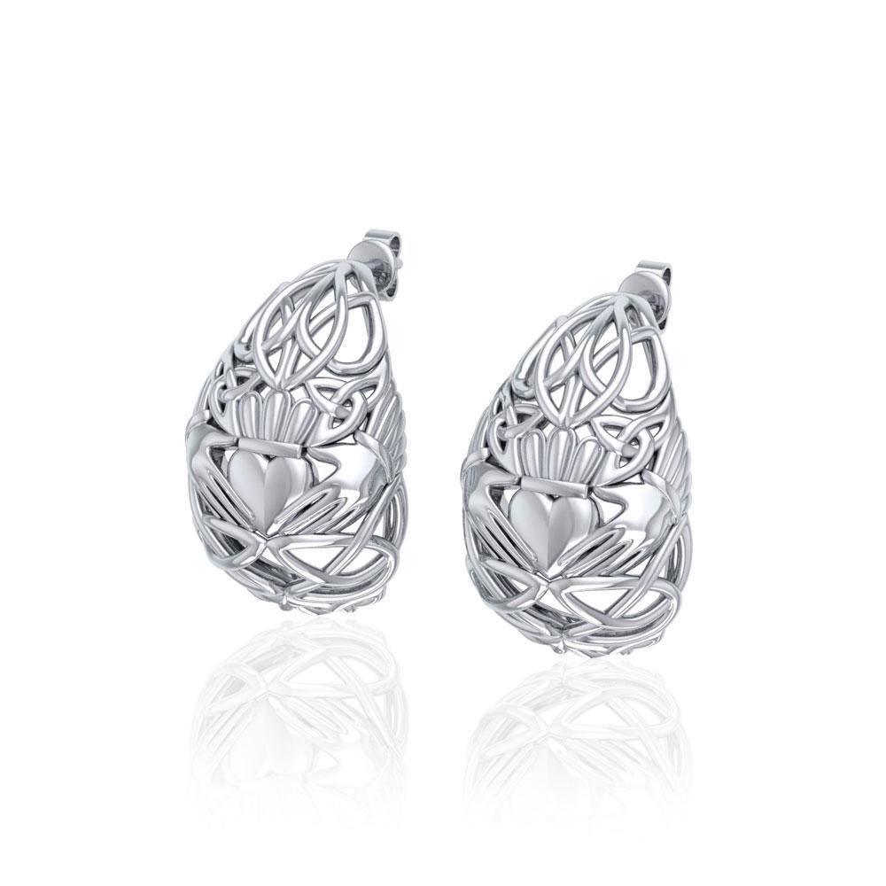 Celtic Claddagh Silver Post Earrings TER1673