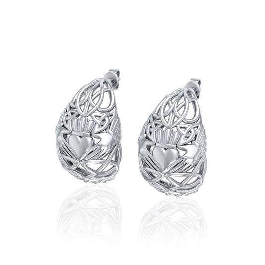 Celtic Claddagh Silver Post Earrings TER1673