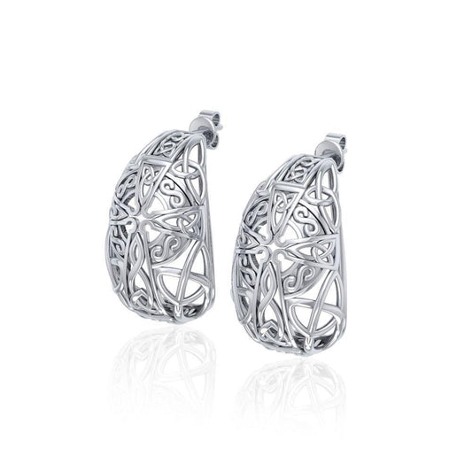 Celtic Cross Silver Post Earrings TER1674