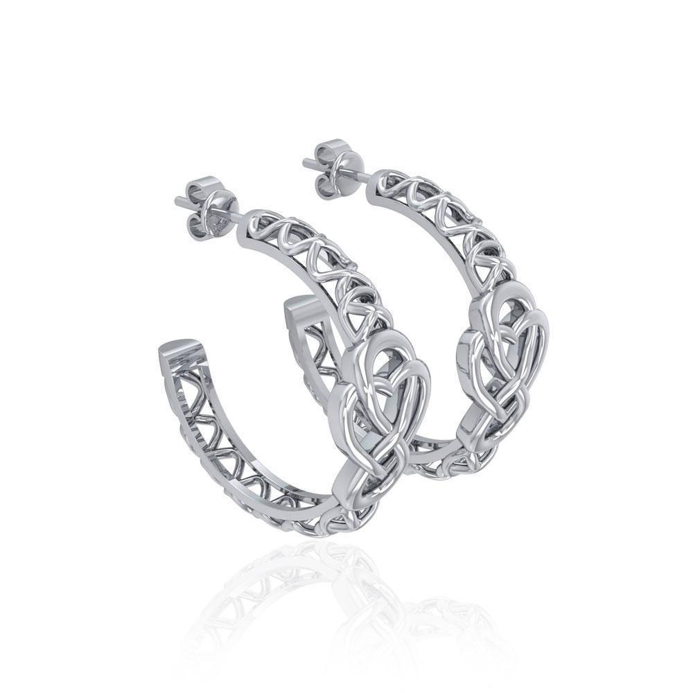 Celtic Knot Silver Hoop Post Earrings TER1680