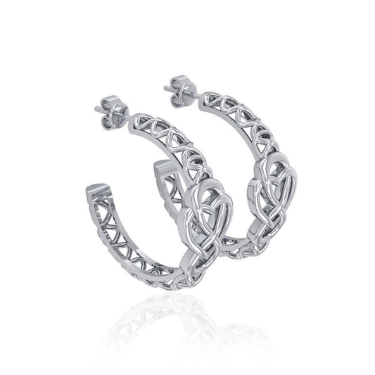 Celtic Knot Silver Hoop Post Earrings TER1680