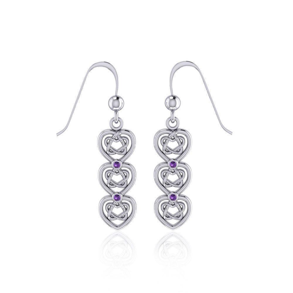 A love that goes on and on ~ Celtic Knotwork Heart Sterling Silver Dangle Earrings TER1689