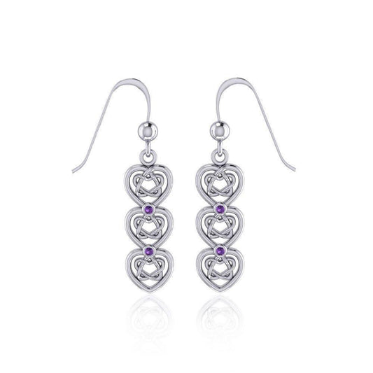 A love that goes on and on ~ Celtic Knotwork Heart Sterling Silver Dangle Earrings TER1689