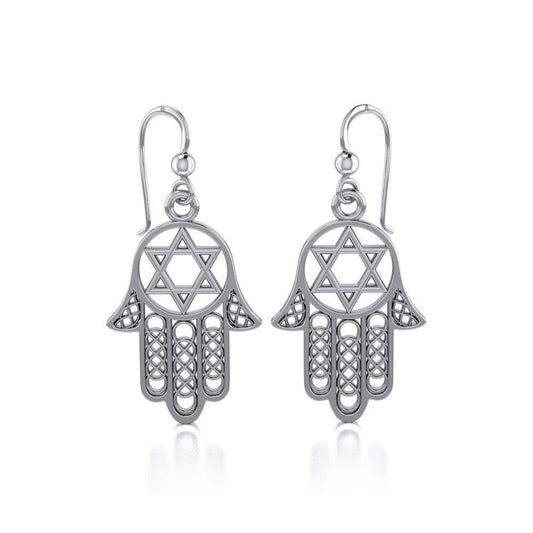 Hamsa Star of David Sterling Silver Earrings TER1699