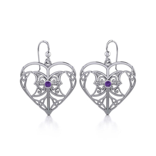 Celtic Triple Goddess Love Peace Sterling Silver Earrings with Gemstone TER1702