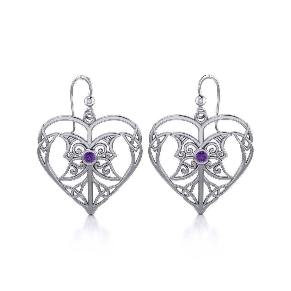 Celtic Triple Goddess Love Peace Sterling Silver Earrings with Gemstone TER1702