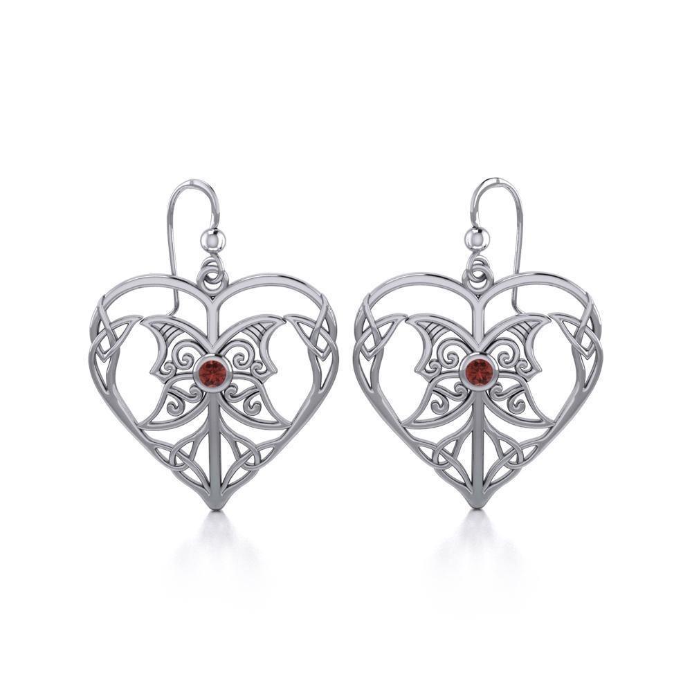 Celtic Triple Goddess Love Peace Sterling Silver Earrings with Gemstone TER1702