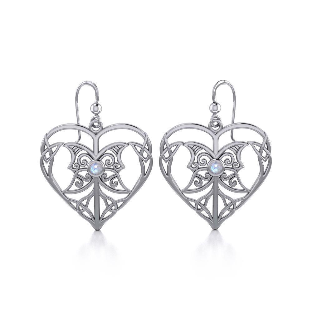 Celtic Triple Goddess Love Peace Sterling Silver Earrings with Gemstone TER1702