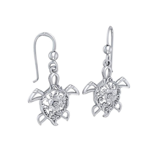 The fairies of the sea ~ Sterling Silver Sea Turtle Filigree Hook Earrings Jewelry TER1706
