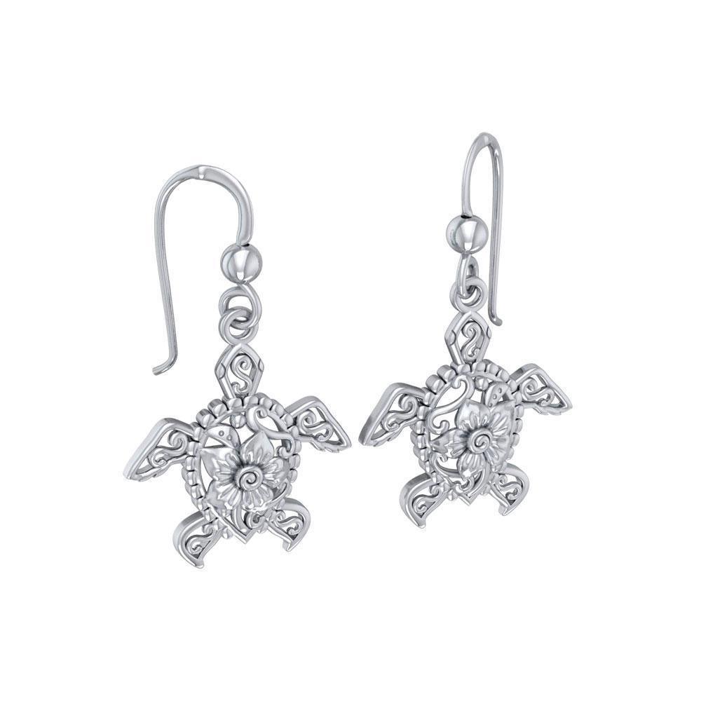 Steady and stable ~ Sterling Silver Sea Turtle Filigree Hook Earrings Jewelry TER1707