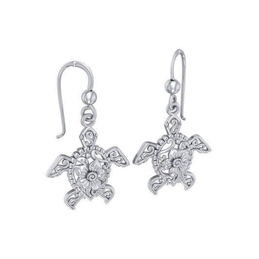 Steady and stable ~ Sterling Silver Sea Turtle Filigree Hook Earrings Jewelry TER1707