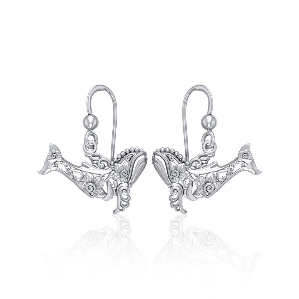 Tranquil guardians of the sea ~ Sterling Silver Whale Filigree Hook Earrings Jewelry TER1711