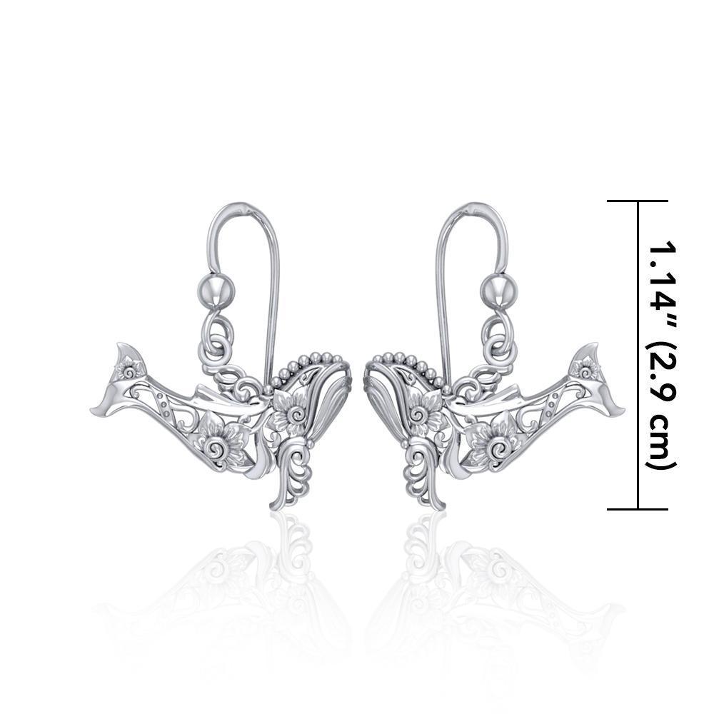 Tranquil guardians of the sea ~ Sterling Silver Whale Filigree Hook Earrings Jewelry TER1711
