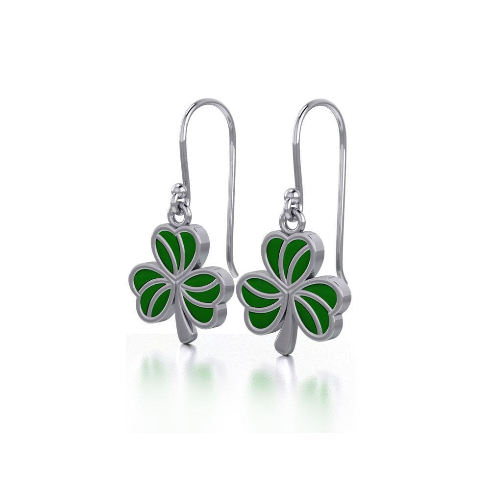 Enamel Shamrock Clover Silver Earrings TER1718