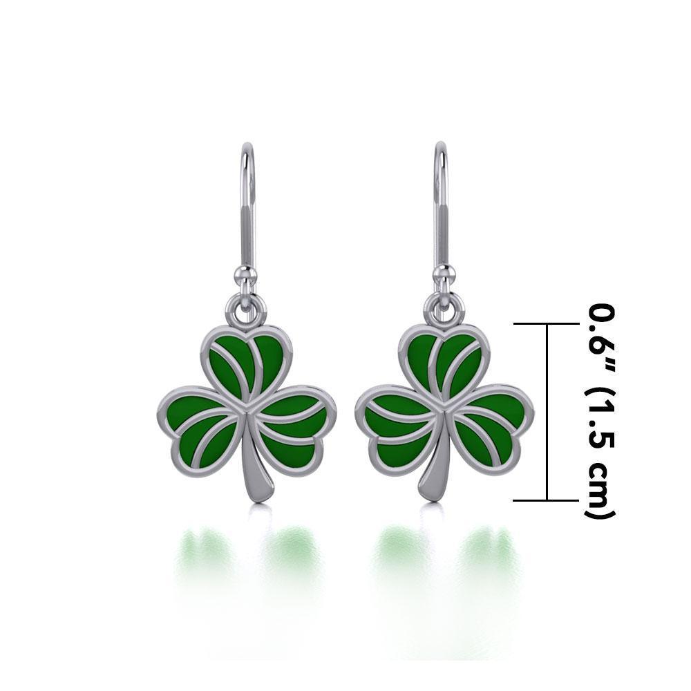 Enamel Shamrock Clover Silver Earrings TER1718