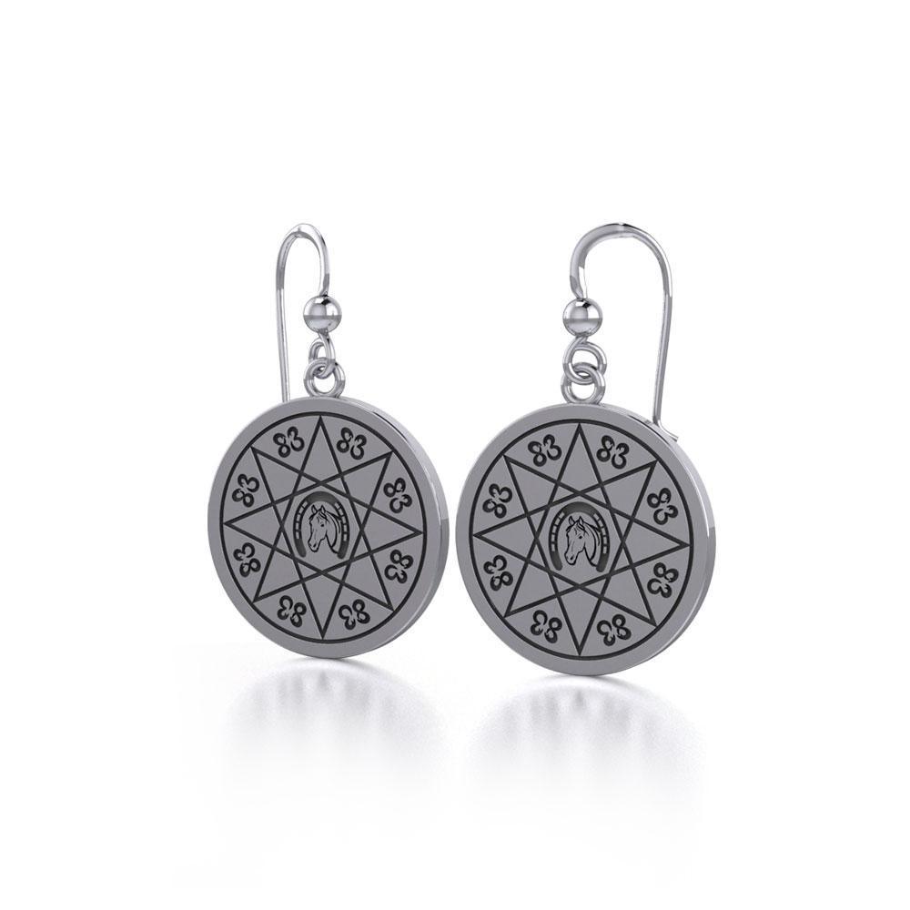 Sterling Silver Horseshoe with Lucky Number Snake Earrings TER1724
