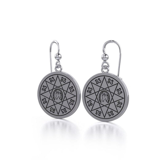 Sterling Silver Horseshoe with Lucky Number Snake Earrings TER1724