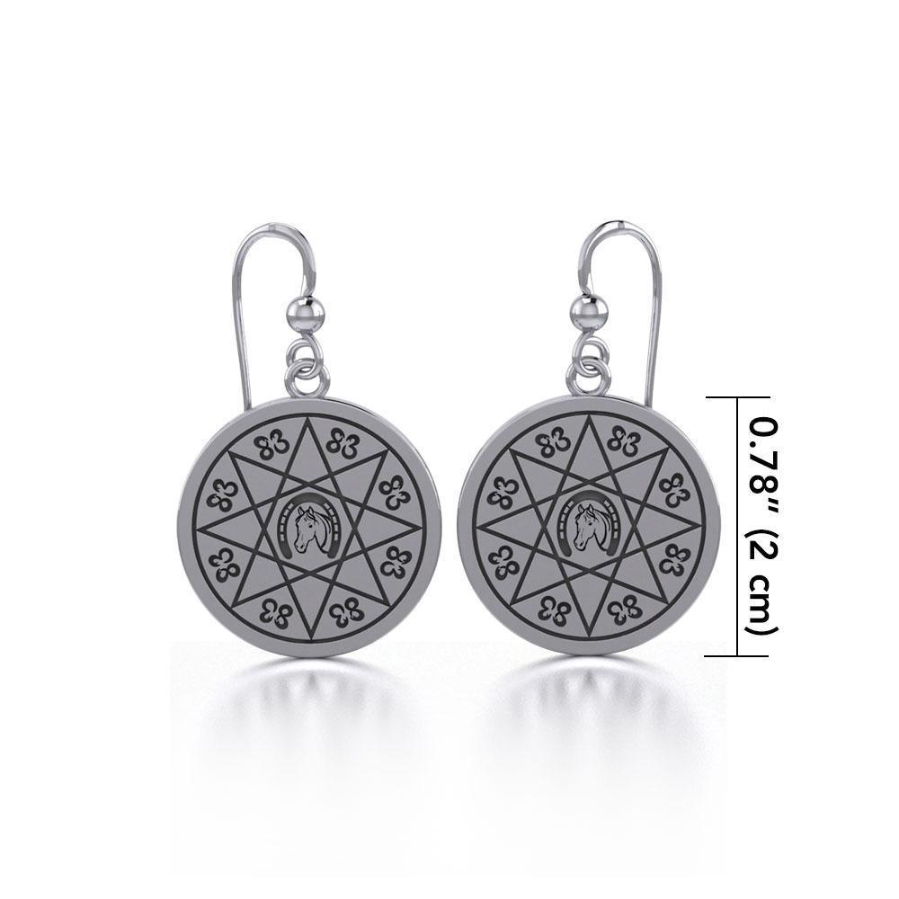 Sterling Silver Horseshoe with Lucky Number Snake Earrings TER1724