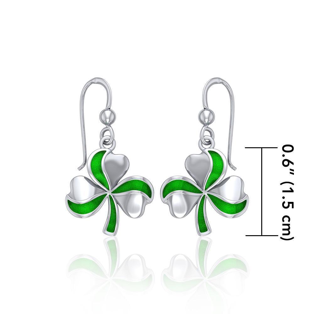 Lucky Shamrock Clover Silver Earrings with Enamel TER1732