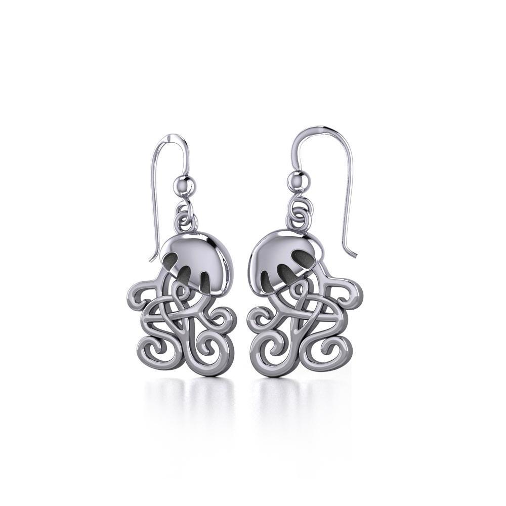 Jellyfish with Celtic Tail Silver Earrings TER1734