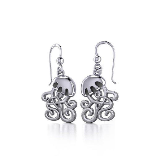 Jellyfish with Celtic Tail Silver Earrings TER1734