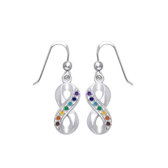 Infinity Silver Earrings with Chakra Gemstone TER1790-Mix Gemstone