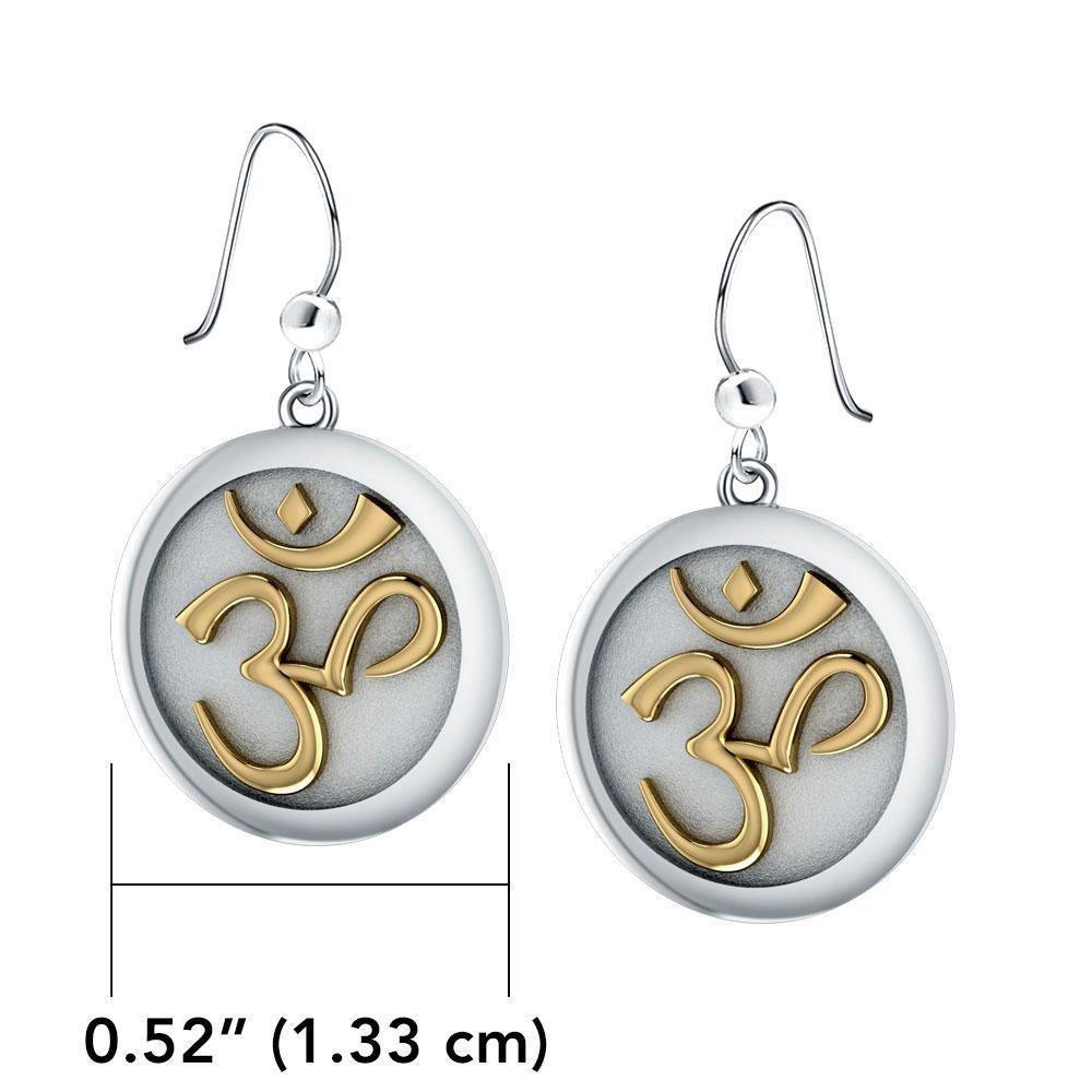 Om Gold Accent Silver Earrings TEV1052