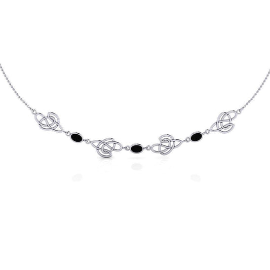 Happiness in interconnectedness ~ Celtic Knotwork Sterling Silver Necklace Jewelry with Gemstones TN016