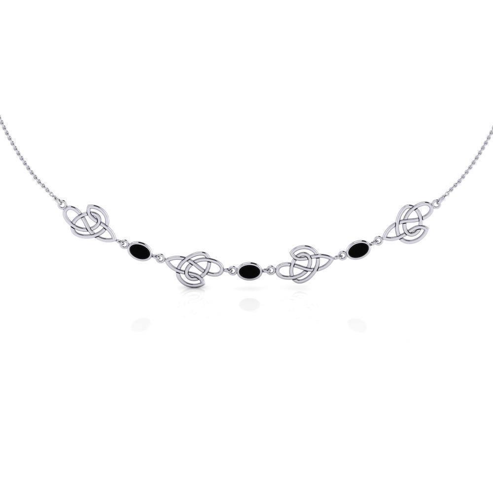 Happiness in interconnectedness ~ Celtic Knotwork Sterling Silver Necklace Jewelry with Gemstones TN016