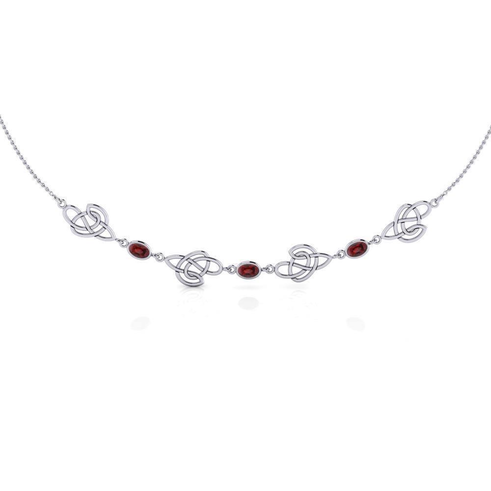 Happiness in interconnectedness ~ Celtic Knotwork Sterling Silver Necklace Jewelry with Gemstones TN016