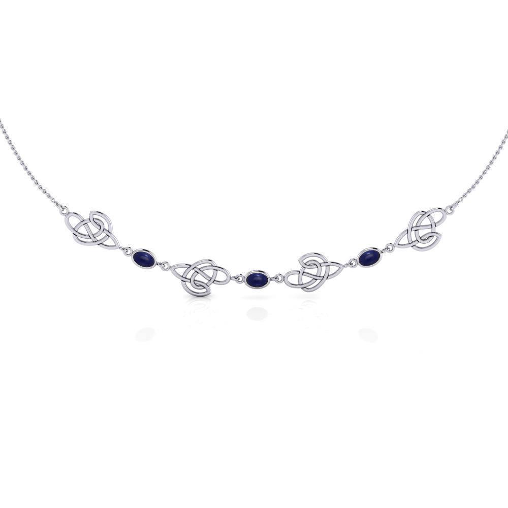 Happiness in interconnectedness ~ Celtic Knotwork Sterling Silver Necklace Jewelry with Gemstones TN016