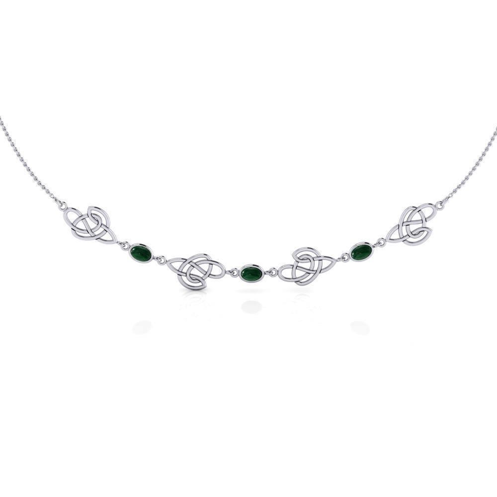 Happiness in interconnectedness ~ Celtic Knotwork Sterling Silver Necklace Jewelry with Gemstones TN016