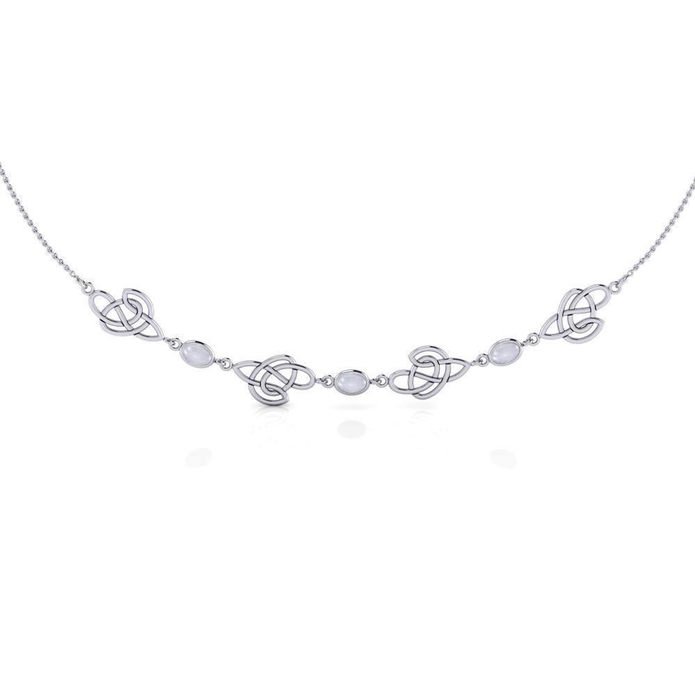Happiness in interconnectedness ~ Celtic Knotwork Sterling Silver Necklace Jewelry with Gemstones TN016